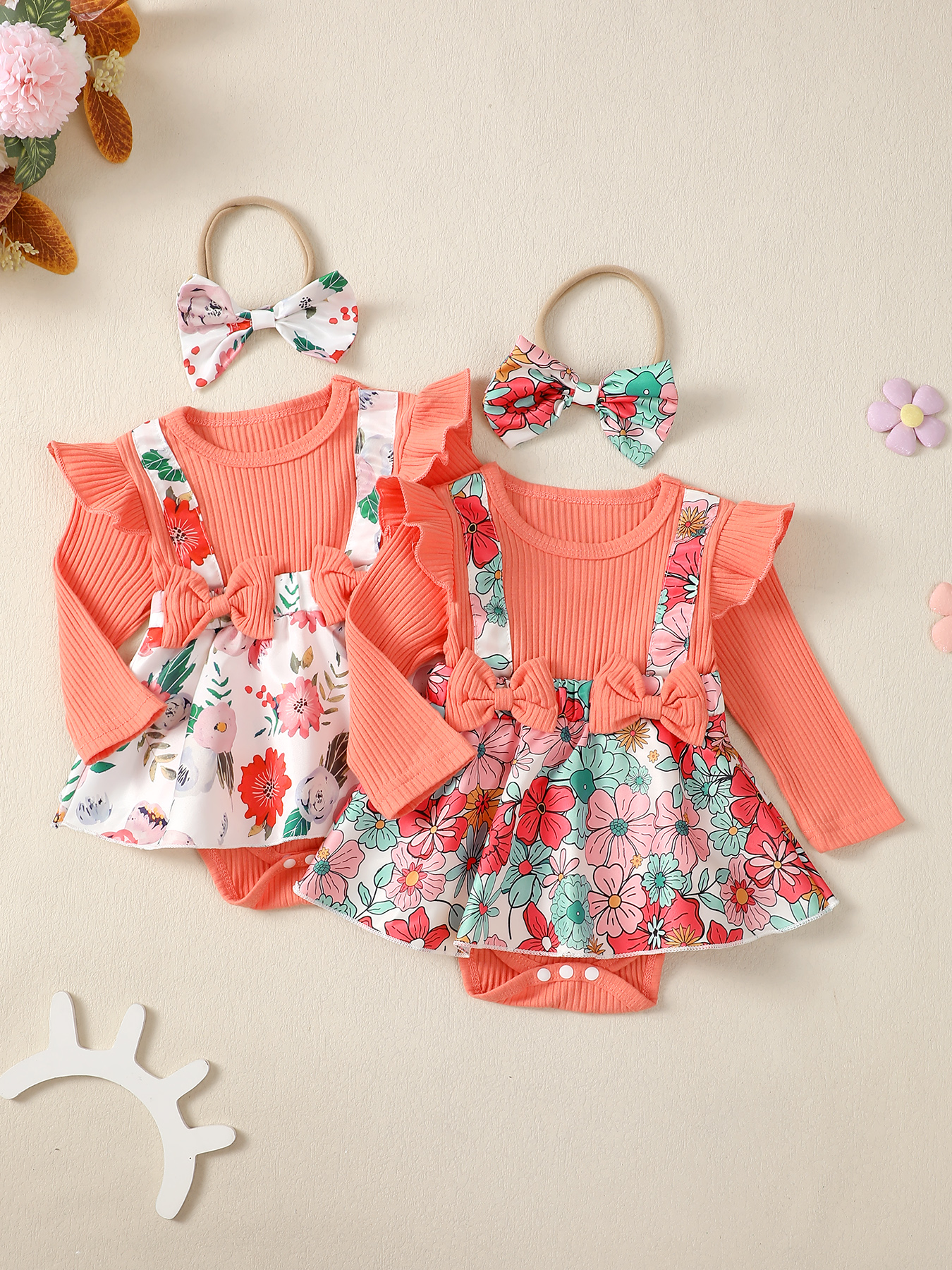 Baby Clothing Essentials - Baby girlSpring Autumn Flower Print Onesie