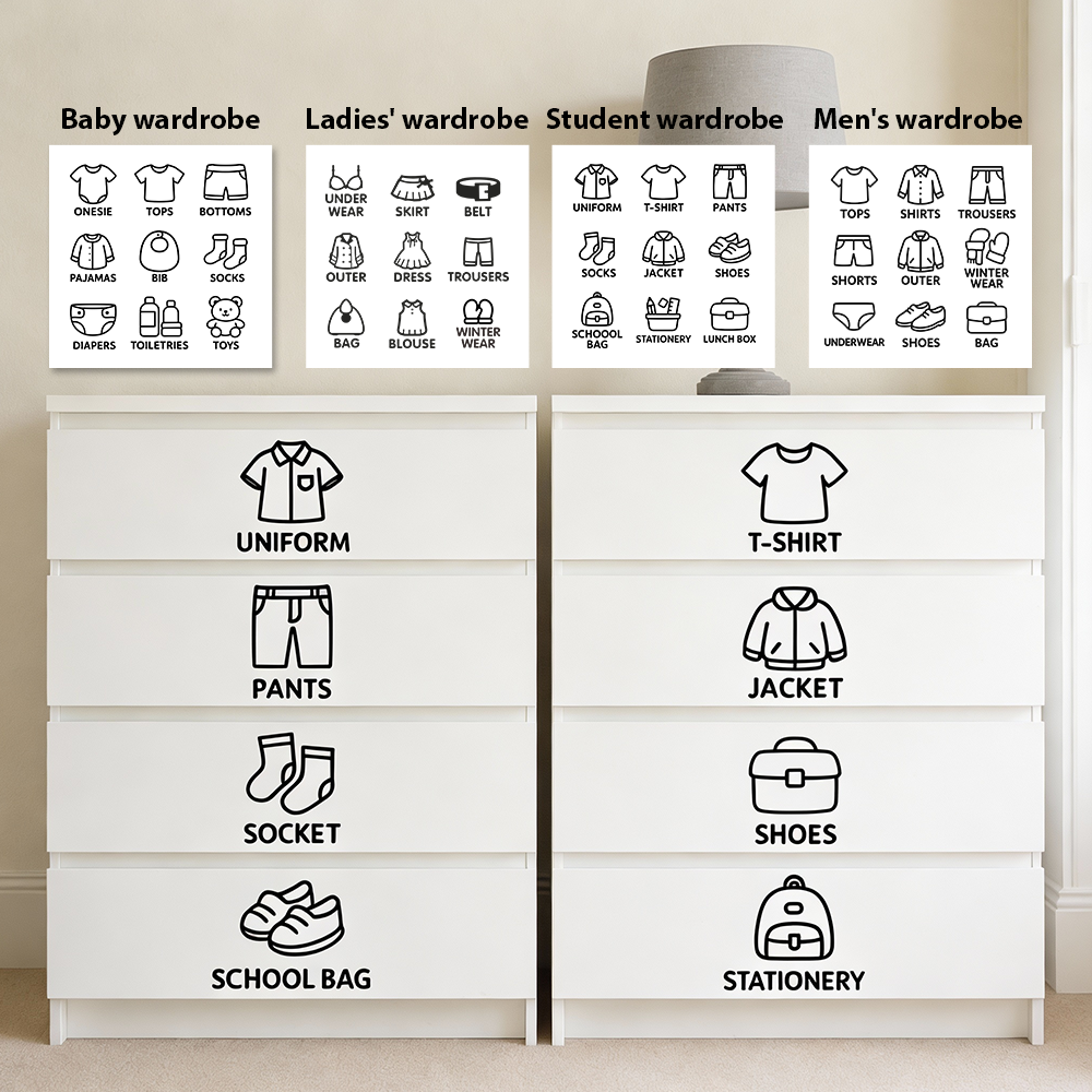 Baby Clothing 1 Year Old - 9 pcs/Sheet, Wardrobe Organizer Labels, Closet