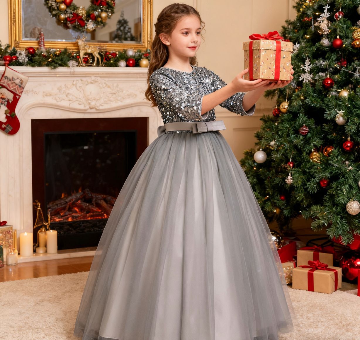 Girls' Sequin Princess Dress - - Baby Clothing Factory ulasan dan harga