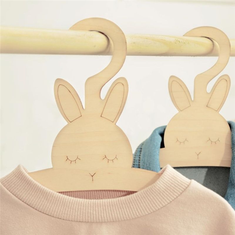 ABRE-20PCS Cute Wooden Clothes - Baby Clothing Hanging Rack ulasan dan harga